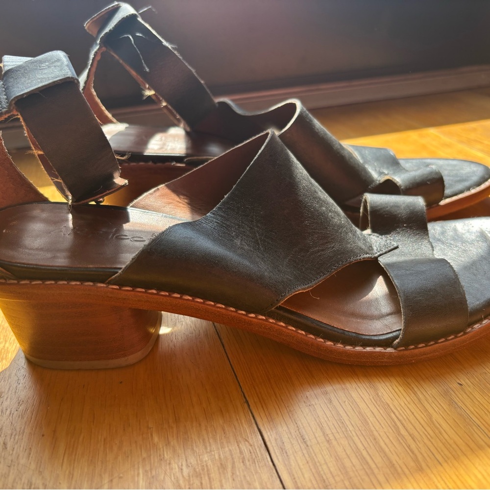 Black Leather Women's Sandals